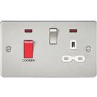 Knightsbridge 45A 2-Gang DP Cooker Switch & 13A DP Switched Socket Brushed Chrome with LED with 