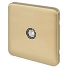 Schneider Electric Lisse Deco 1-Gang Coaxial TV / FM Socket Satin Brass with Black Inserts (277FF)