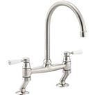 Streame by Abode ACT3029 Traditional Deck-Mounted Bridge Mixer Brushed Nickel (288JM)