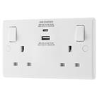 British General 800 Series 13A 2-Gang SP Switched Socket + 3A 30W 2-Outlet Type A & C USB Charge