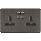 Knightsbridge 13A 2-Gang DP Switched Double Socket Smoked Bronze with Black Inserts (296TX)