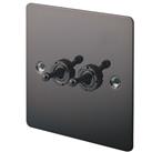 LAP 10AX 2-Gang 2-Way Toggle Switch Black Nickel (30839)