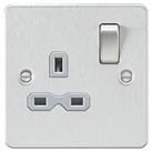 Knightsbridge 13A 1-Gang DP Switched Single Socket Brushed Chrome with Colour-Matched Inserts (312VF