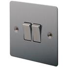 LAP 10AX 2-Gang 2-Way Light Switch Brushed Stainless Steel (31462)