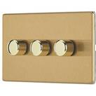 Contactum Lyric 3-Gang 2-Way Dimmer Switch Brushed Brass (316RP)