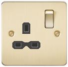 Knightsbridge 13A 1-Gang DP Switched Single Socket Brushed Brass with Black Inserts (316VF)