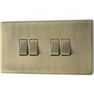 LAP 20A 16AX 4-Gang 2-Way Switch Antique Brass with Colour-Matched Inserts (329PN)