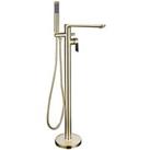 Highlife Bathrooms Rona Floor-Mounted Bath Shower Mixer & Handset Brushed Brass (335HL)