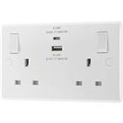 British General 800 Series 13A 2-Gang SP Switched Socket + 3A 22W 2-Outlet Type A & C USB Charge