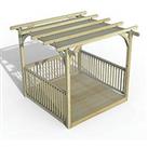 Forest Ultima 8' x 8' (Nominal) Flat Pergola & Decking Kit with 3 x Balustrades & Canopy (34