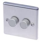 LAP 2-Gang 2-Way LED Dimmer Switch Brushed Stainless Steel (35421)