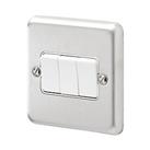 MK Contoura 10A 3-Gang 2-Way Switch Brushed Stainless Steel with White Inserts (358RG)