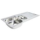 1.5 Bowl Stainless Steel Kitchen Sink & Drainer 1000mm x 500mm (3722K)