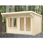 Shire Danbury Office Pent 12' x 10' (Nominal) Apex Timber Log Cabin (3816X)