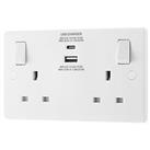 LAP 13A 2-Gang SP Switched Socket + 3A 30W 2-Outlet Type A & C USB Charger White (398JX)