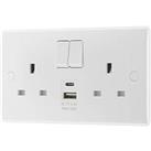 British General 800 Series 13A 2-Gang SP Switched Socket + 2.4A 12W 2-Outlet Type A & C USB Char