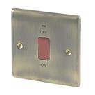 British General Nexus Metal 45A 1-Gang DP Cooker Switch Antique Brass with LED (40754)