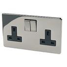 Crabtree Platinum 13A 2-Gang DP Switched Plug Socket Black Nickel with Black Inserts (40825)