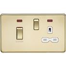 Knightsbridge 45A 2-Gang DP Cooker Switch & 13A DP Switched Socket Polished Brass with LED with 
