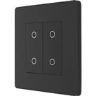 British General Evolve 2-Gang 2-Way LED Double Master Touch Trailing Edge Dimmer Switch Matt Black w