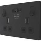 British General Evolve 13A 2-Gang SP Switched Socket + 3.1A 15.5W 2-Outlet Type A USB Charger Matt B