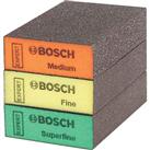 Bosch Expert Superfine/Fine/Medium Grit Multi-Material Hand Sanding Sponges 97mm x 67mm 3 Pack (421V