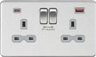 Knightsbridge 13A 2-Gang DP Switched Socket + 4.0A 18W 2-Outlet Type A & C USB Charger Brushed C
