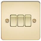Knightsbridge 10AX 3-Gang 2-Way Light Switch Polished Brass (437TY)