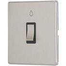 Contactum Lyric 10AX 1-Gang 1-Way Retractive Bell Switch Brushed Steel with Black Inserts (453RR)