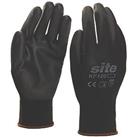 Site PU Palm Dip Gloves Black Large (458FR)