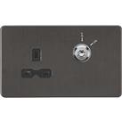 Knightsbridge 13A Key Switch 1-Gang DP Switched Socket Smoked Bronze with Black Inserts (458TY)