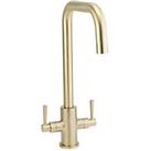 Highlife Bathrooms Don Twin Lever Sink Mixer Brushed Brass (462HL)