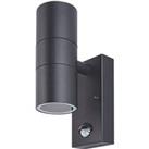 Luceco Azurar Outdoor Up / Down Wall Light With PIR Sensor Black (473JX)