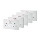 British General 900 Series 13A 2-Gang SP Switched Plug Socket White 5 Pack (48563)