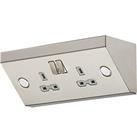 Knightsbridge 13A 2-Gang DP Switched Under Cabinet Socket Stainless Steel with Colour-Matched Insert