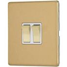 Contactum Lyric 10AX 2-Gang 2-Way Light Switch Brushed Brass with White Inserts (514RP)