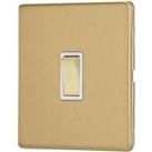 Contactum Lyric 10AX 1-Gang 2-Way Light Switch Brushed Brass with White Inserts (528RP)