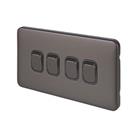 Schneider Electric Lisse Deco 10AX 4-Gang 2-Way Light Switch Mocha Bronze with Black Inserts (530FF)