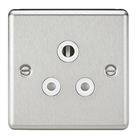 Knightsbridge 5A 1-Gang Unswitched Socket Brushed Chrome with White Inserts (531TY)