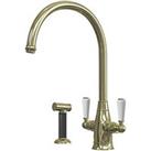 ETAL Oswald Dual Lever Kitchen Mixer with Rinse Polished Brass (535JL)