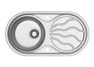 Swirl Twig Round 1 Bowl Stainless Steel Reversible Inset Sink & Drainer Grey 850mm x 450mm (549R