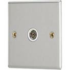 Contactum iConic 1-Gang Female Coaxial TV Socket Brushed Steel with White Inserts (555RP)