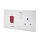British General 900 Series 45A 2-Gang DP Cooker Switch & 13A DP Switched Socket White (56392)