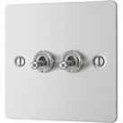 LAP 20A 16AX 2-Gang 2-Way Toggle Switch Brushed Stainless Steel (566PN)