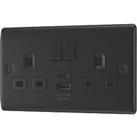 British General Nexus Metal 13A 2-Gang SP Switched Socket + 2.4A 12W 2-Outlet Type A & C USB Cha