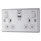 LAP 13A 2-Gang SP Switched Socket + 4.2A 15W 2-Outlet Type A & C USB Charger Brushed Stainless S