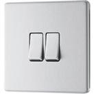 LAP 20A 16AX 2-Gang 2-Way Light Switch Brushed Stainless Steel (576PN)