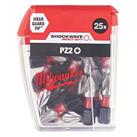 Milwaukee Shockwave 1/4" 25mm Straight Shank PZ2 Screwdriver Bits 25 Pack (582JR)