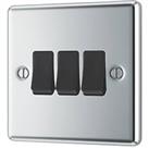 LAP 20A 16AX 3-Gang 2-Way Light Switch Polished Chrome with Black Inserts (595PN)