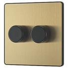 British General Evolve 2-Gang 2-Way LED Dimmer Switch Satin Brass with Black Inserts (601PY)